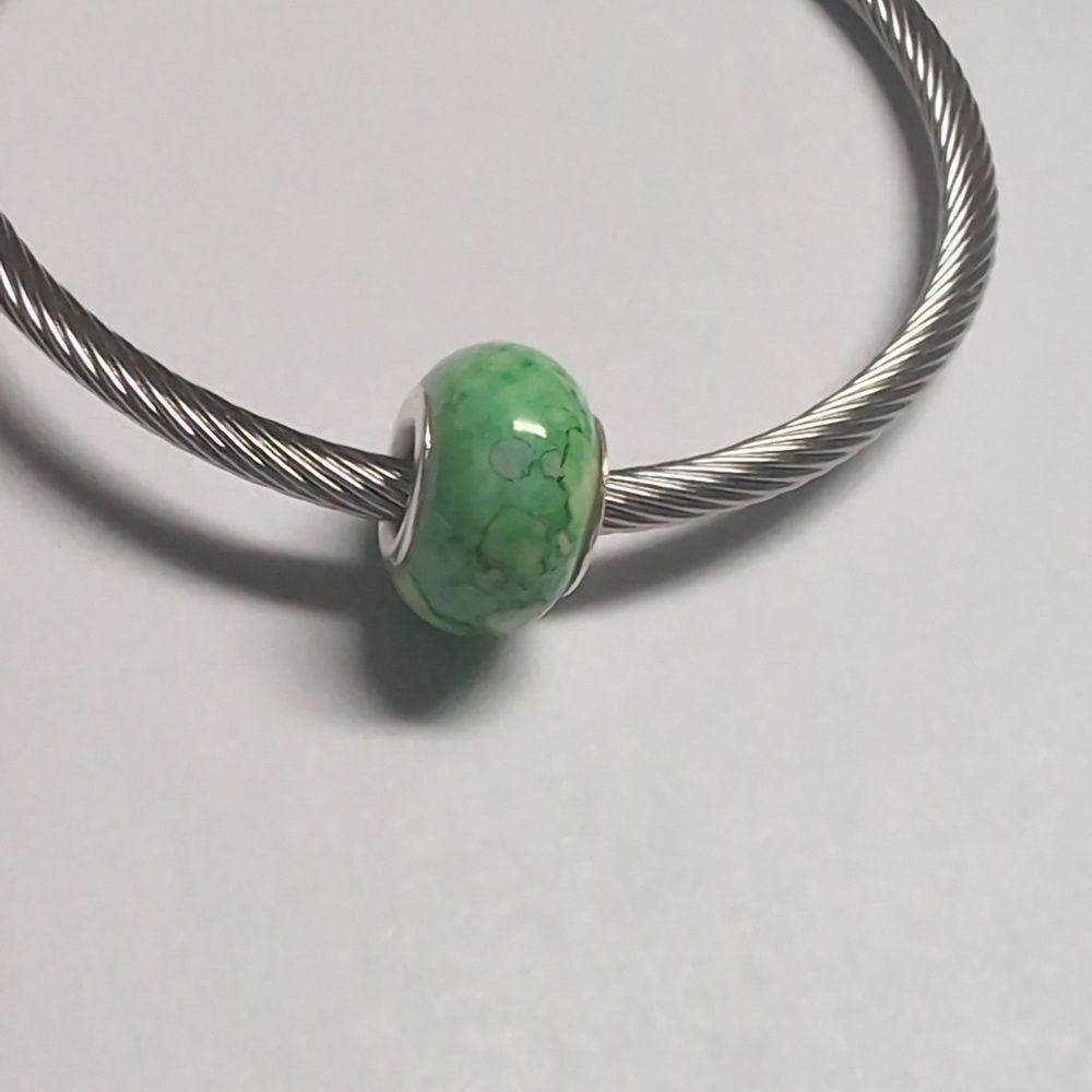 Green Watercolor Charm for Pandora Style‎ Bracelet
